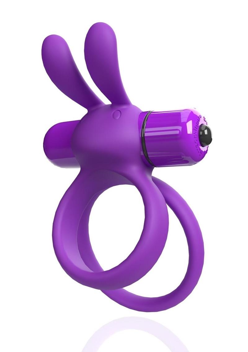 4b Ohare XL Rechargeable Silicone Rabbit Vibrating Cock Ring - Grape/Purple - XLarge