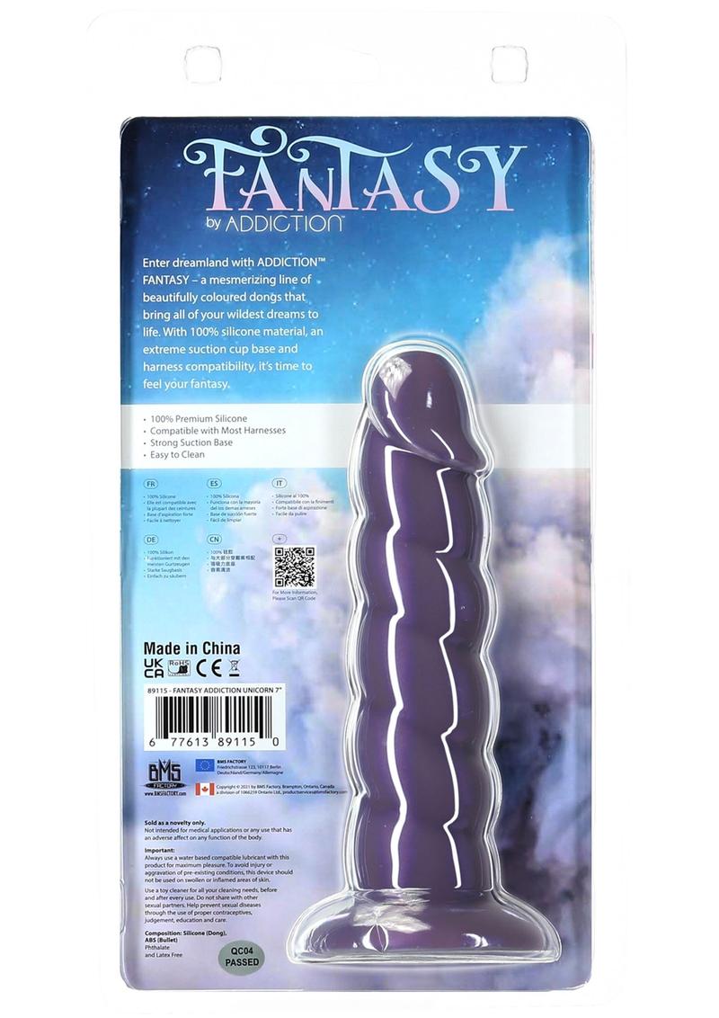 Addiction Fantasy Unicorn Silicone Dildo - Purple - 7in