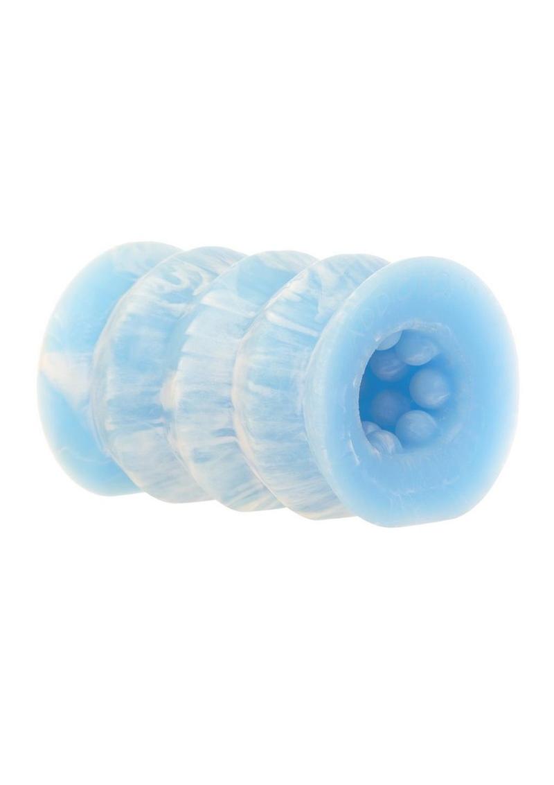 Addiction Silicone Glow In The Dark Masturbation Sleeve - Blue/White