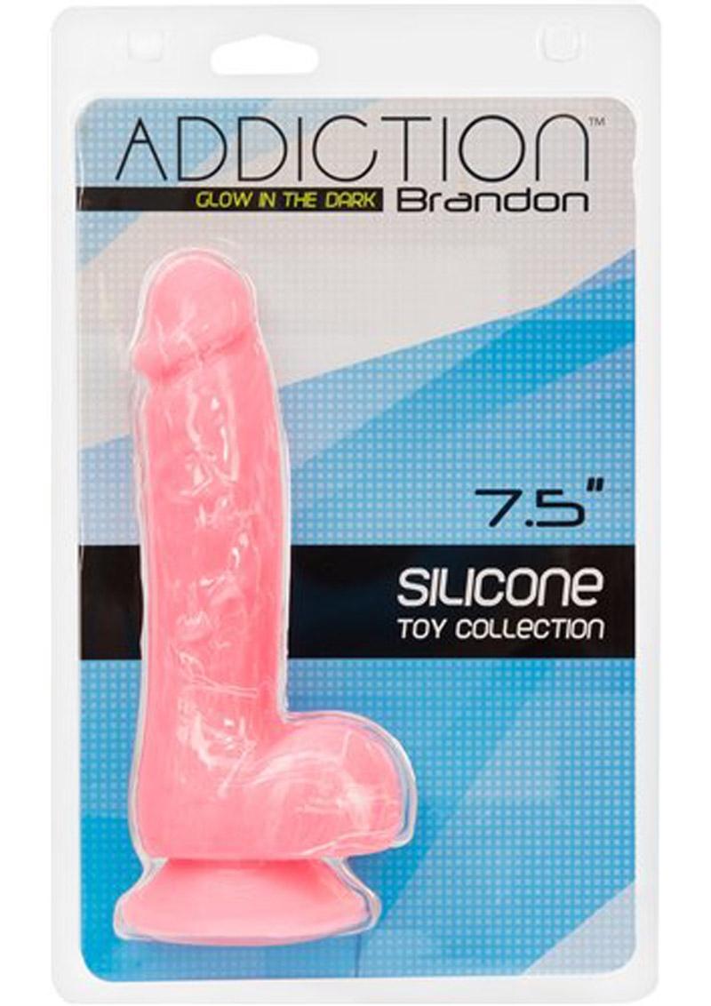 Addiction Toy Collection Brandon Silicone Glow In The Dark Dildo with Balls