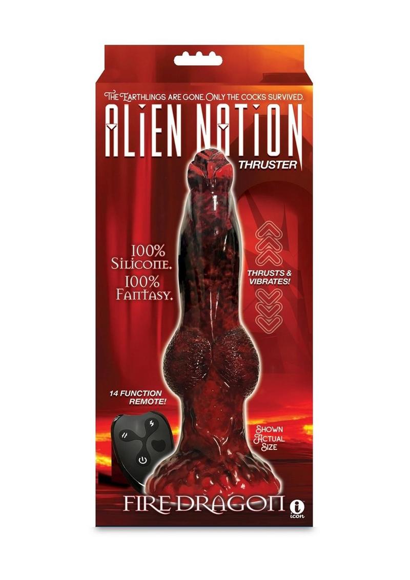 Alien Nation Fire Dragon Silicone Thrusting Dildo - Black/Red