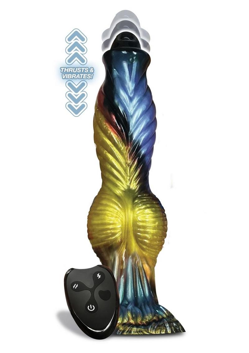 Alien Nation Phoenix Silicone Thrusting Dildo - Black/Green/Yellow