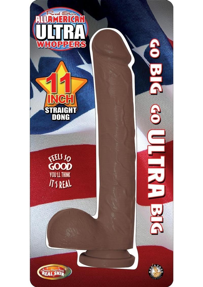 All American Ultra Whoppers Curved Dildo - Chocolate - 11in