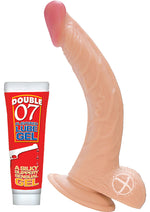 All American Whoppers Curve Dildo with Balls - Flesh/Vanilla - 8in