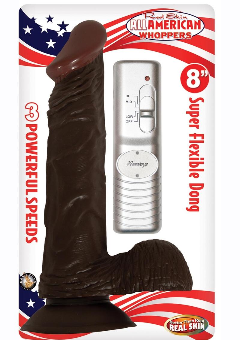 All American Whoppers Vibrating Dildo with Balls - Chocolate - 8in