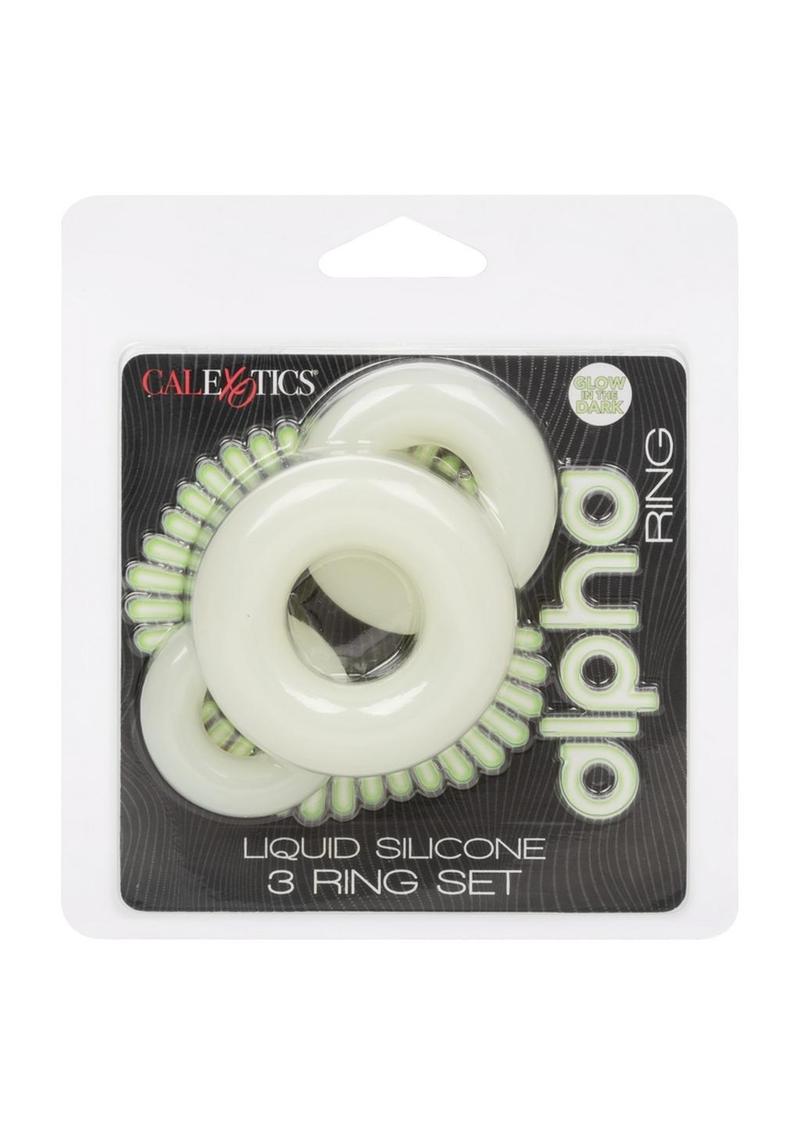 Alpha Glow In The Dark Liquid Silicone 3 Ring - White - Set