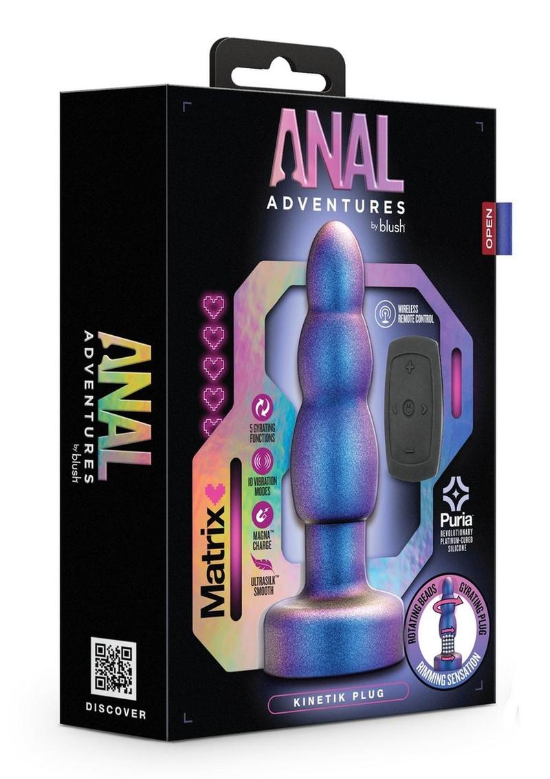 Anal Adventures Matrix Kinetic Plug Rechargeable Silicone Anal Plug with Remote- Space Age