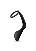 Anal Adventures Platinum Silicone Cock Ring and Butt Plug - Black