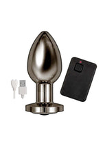 Ass-Sation Remote Control Rechargeable Vibrating Metal Anal Plug - Black/Metal