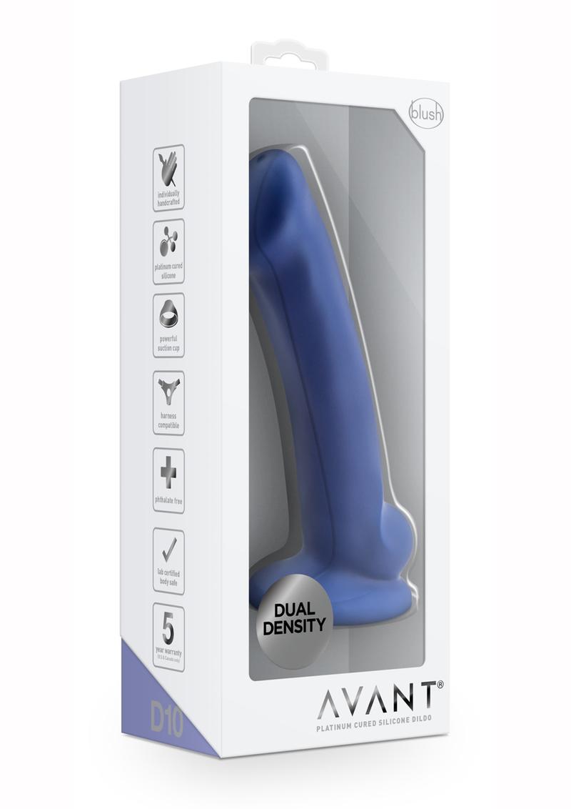 Avant D10 Ergo Mini Silicone Dildo with Suction Cup - Blue/Indigo - 6.5in