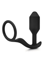 B-Vibe Snug and Tug Silicone Cock Ring and Anal Plug - Black