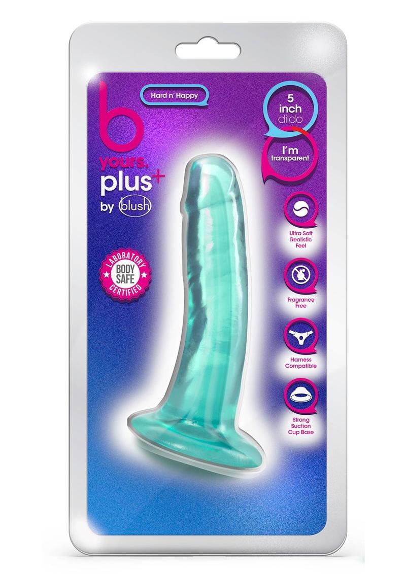 B Yours Plus Hard N' Happy Realistic Dildo - Teal - 5.5in