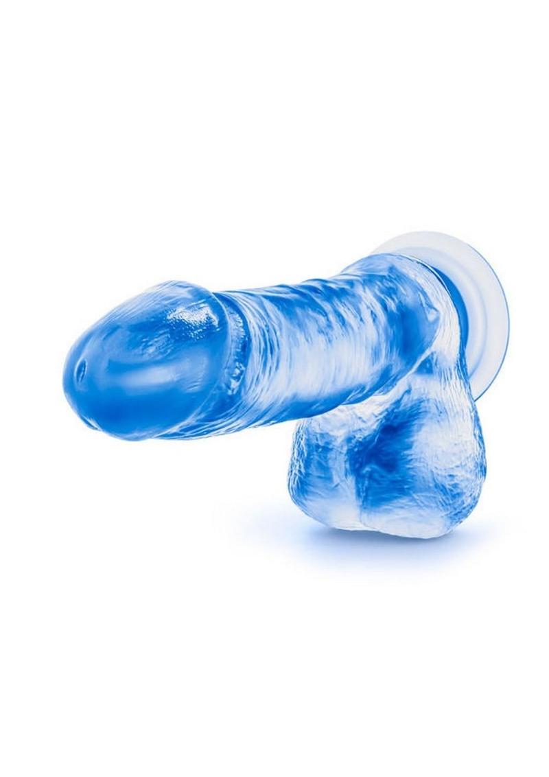 B Yours Sweet N' Hard 2 Dildo with Balls - Blue - 7.75in