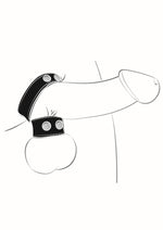 Ballgear Pu Leather Cock Strap with Iron Ball Stretcher - Black