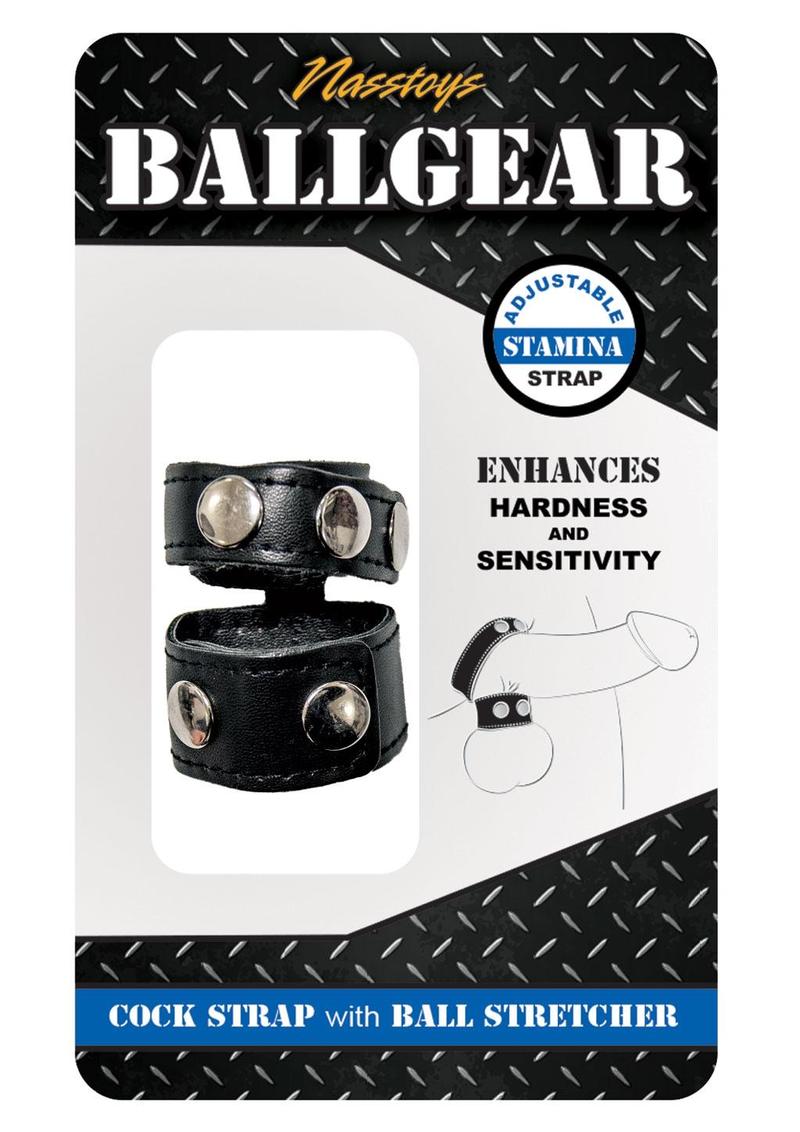 Ballgear Pu Leather Cock Strap with Iron Ball Stretcher