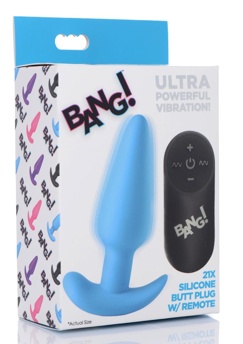 Bang! 21x Vibrating Silicone Rechargeable Butt Plug with Remote Control