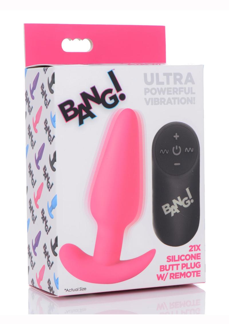 Bang! 21x Vibrating Silicone Rechargeable Butt Plug with Remote Control