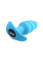 Bang! 21x Vibrating Silicone Rechargeable Swirl Butt Plug with Remote Control - Blue