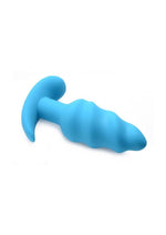 Bang! 21x Vibrating Silicone Rechargeable Swirl Butt Plug with Remote Control - Blue