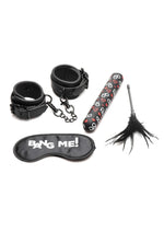 Bang! Bondage Kit - XL Bullet, Cuffs, Tickler, and Blindfold - Black