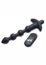 Bang! Vibrating Silicone Rechargeable Anal Beads with Remote Control - Black