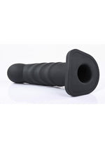 Banx Ribbed Hollow Dildo - Black - 8in