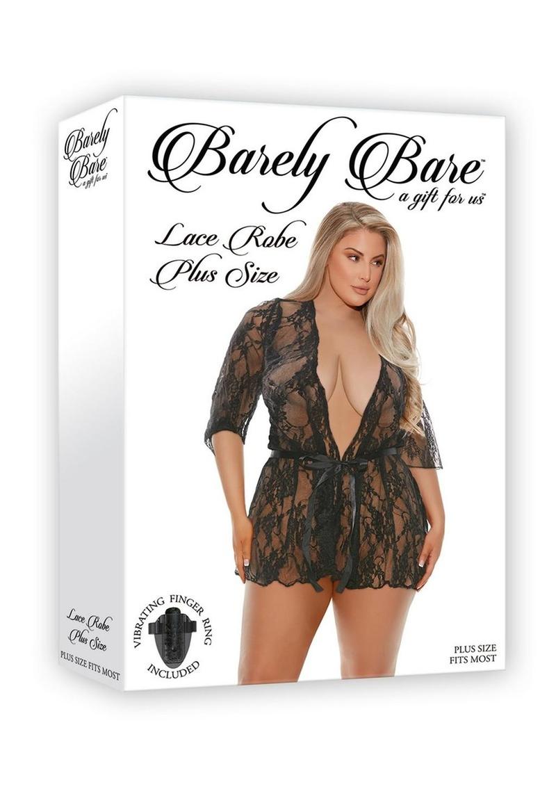 Barely Bare Lace Robe - Black - Plus Size/Queen