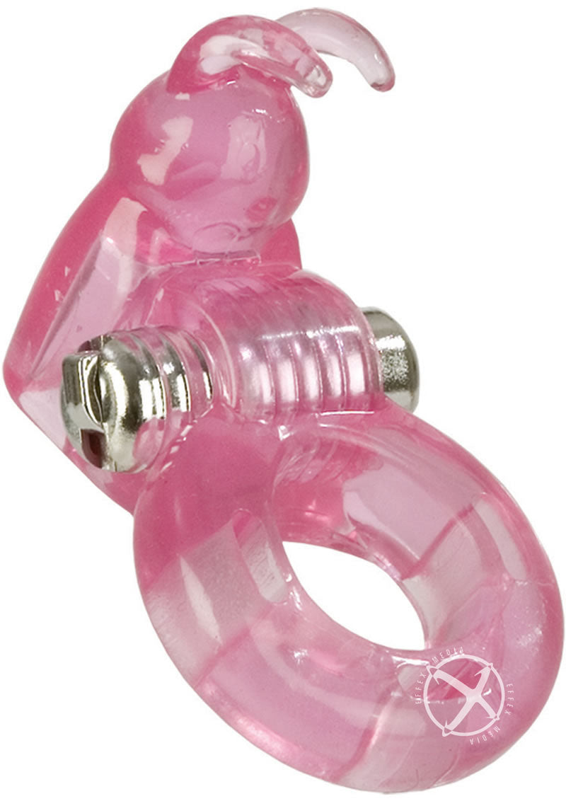 Basic Essentials Bunny Enhancer Vibrating Cock Ring with Clitoral Stimulation - Pink