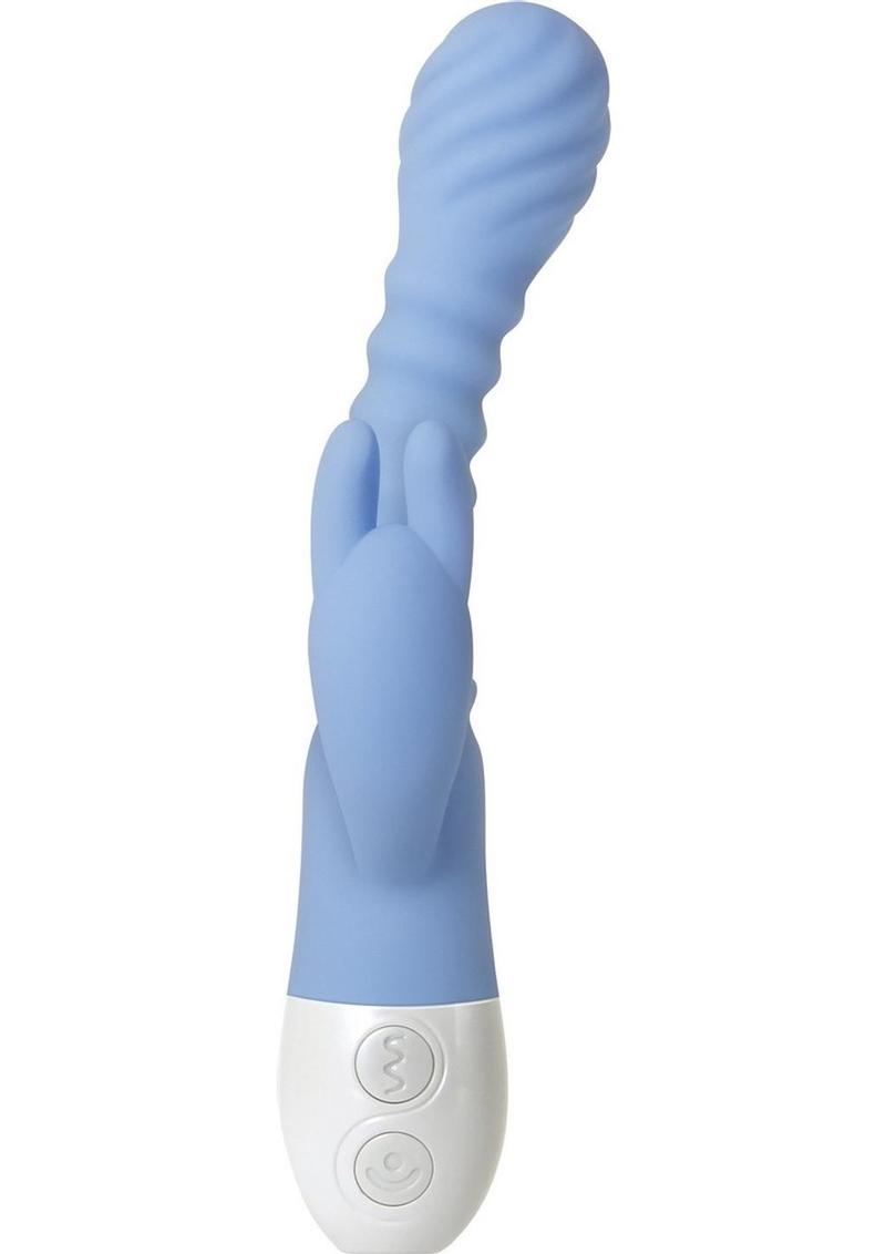 Bendy Bunny Rechargeable Silicone Dual Motor Rabbit Vibrator - Blue