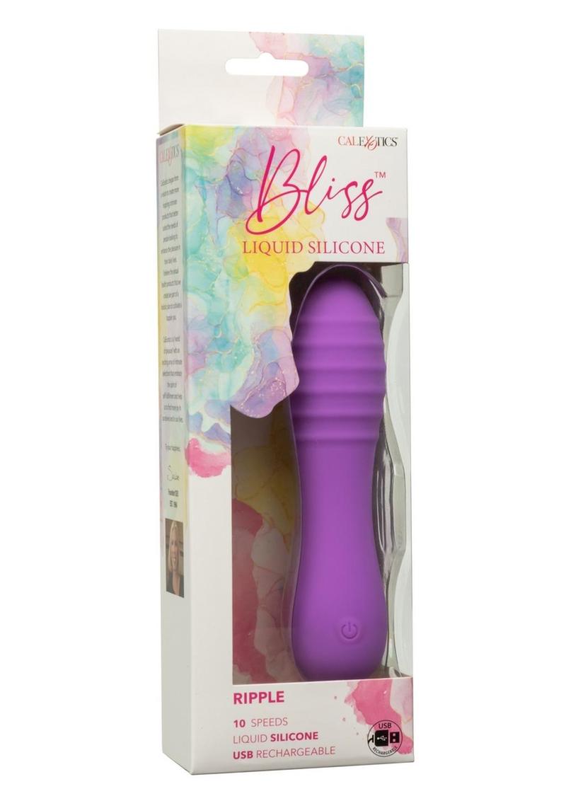 Bliss Liquid Silicone Ripple Rechargeable Vibrator with Clitoral Stimulator