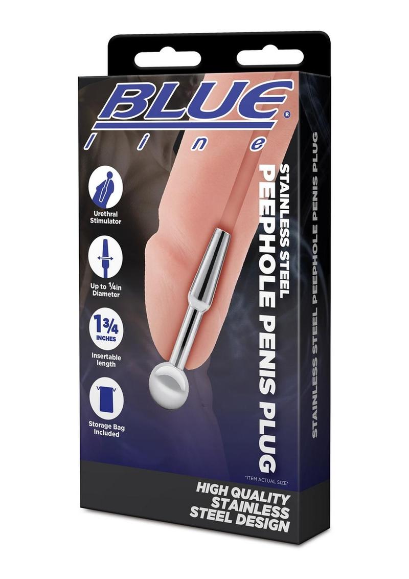 Blue Line Peephole Penis Plug - Stainless