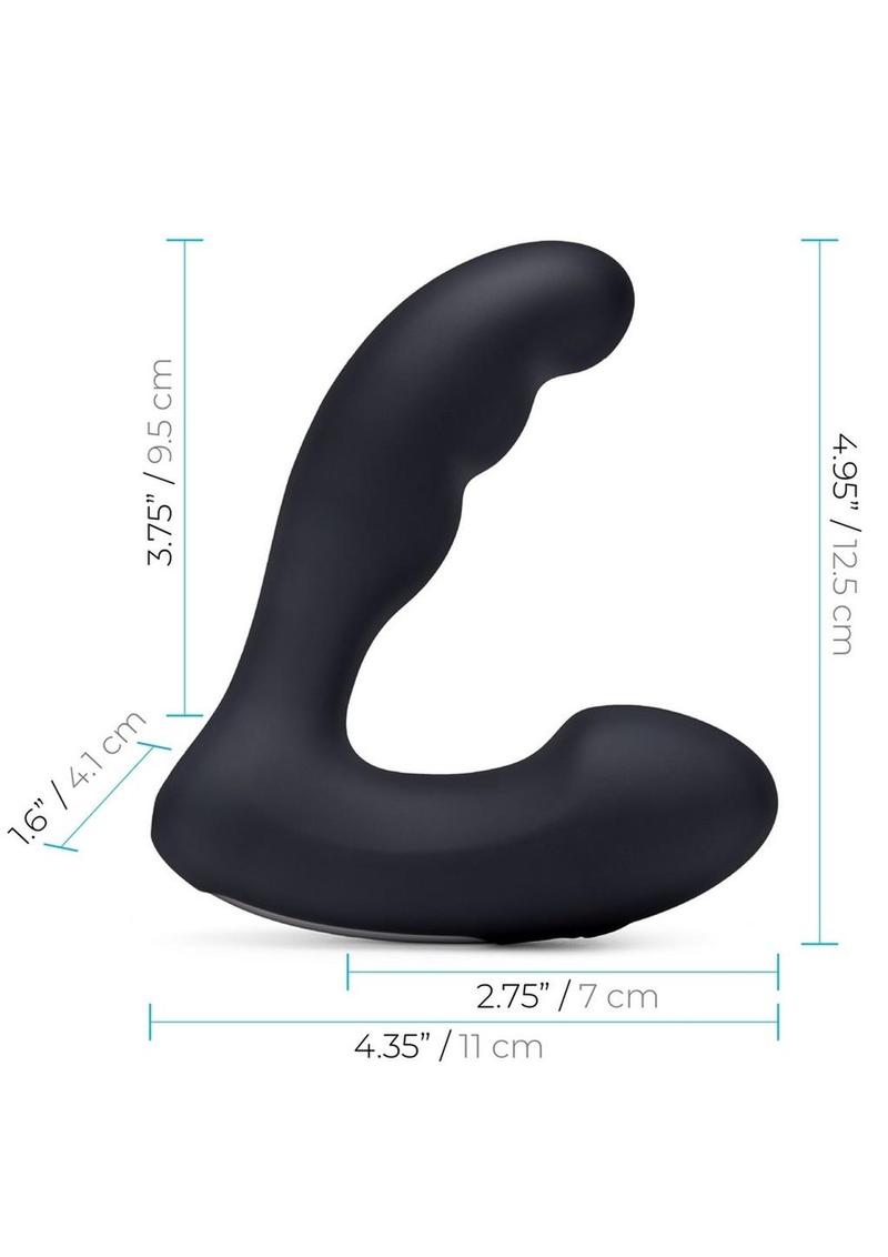 Blue Line Prober Silicone Rechargeable Dual Vibrating Remote Controlled Prostate Stimulator - Black