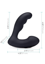 Blue Line Prober Silicone Rechargeable Dual Vibrating Remote Controlled Prostate Stimulator - Black