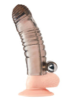 Blue Line Vibrating Penis Enhancing Sleeve Extension - Smoke - 5.25in