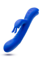 Blush Collection Harper Rechargeable Silicone Rabbit Vibrator - Blue/Midnight Blue