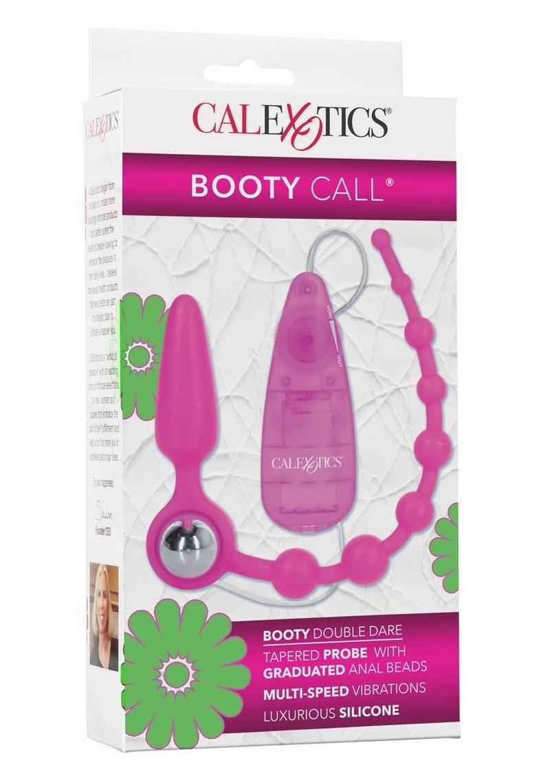 Booty Call Booty Double Dare Silicone Vibrating Butt Plug with Anal Beads - Pink