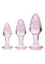 Booty Sparks Glitter Gem Anal Plug - Pink - Large/Medium/Small - 3pc/Set