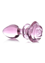 Booty Sparks Pink Rose Glass Anal Plug - Pink - Large