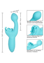 Butterfly Kiss Rechargeable Silicone Dual Vibrator - Blue