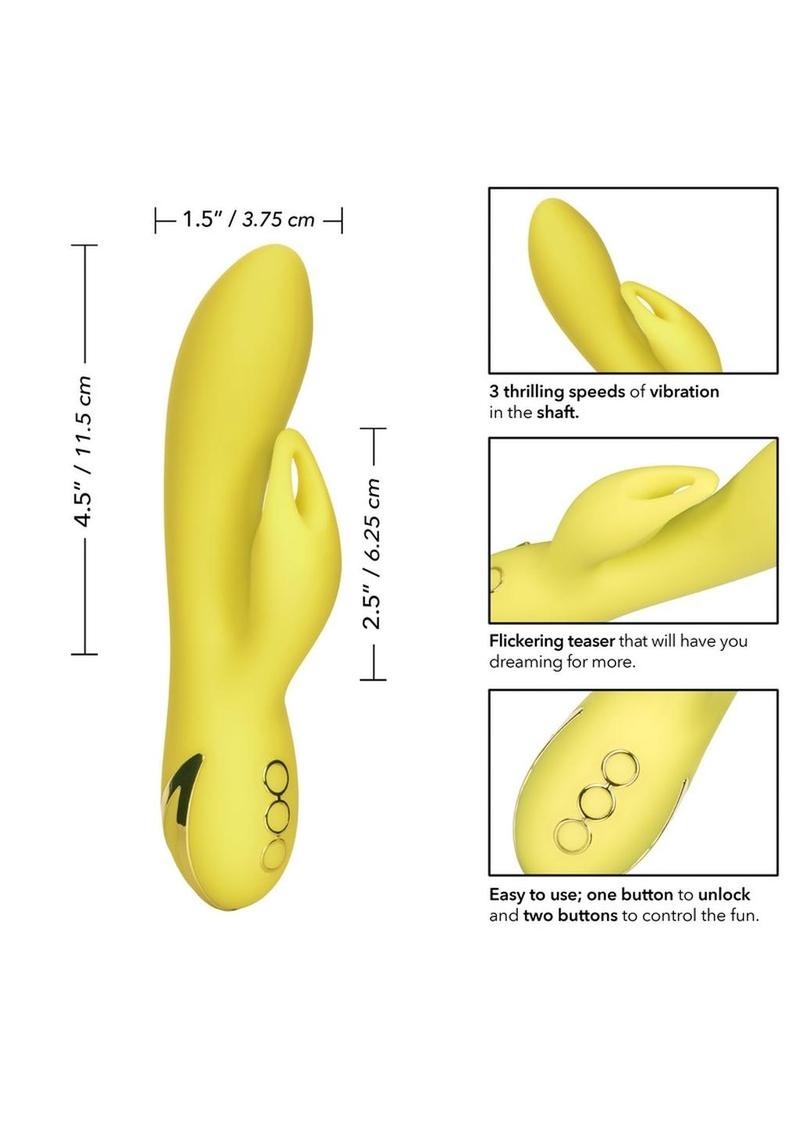 California Dreaming Venice Vixen Silicone USB Rechargeable Multifunction Vibrator Waterproof - Yellow