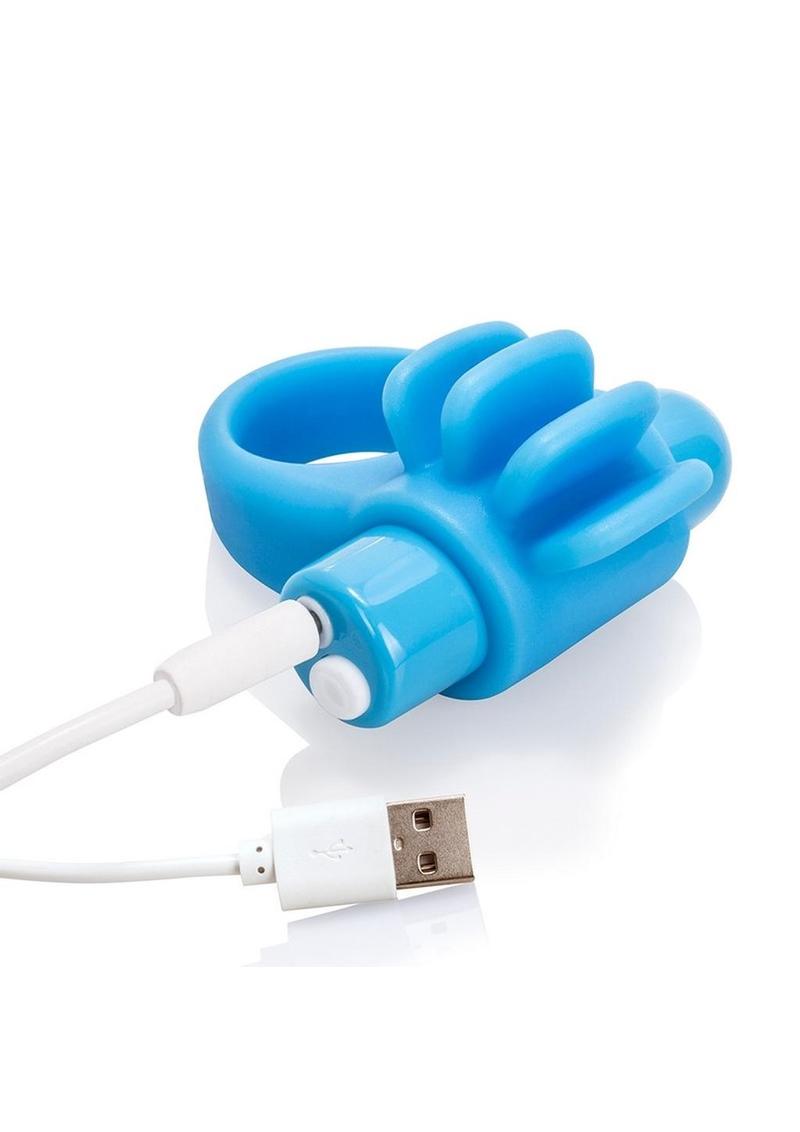 Charged Skooch Rechargeable Vibrating Silicone Cock Ring Waterproof - Blue