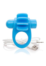 Charged Skooch Rechargeable Vibrating Silicone Cock Ring Waterproof - Blue