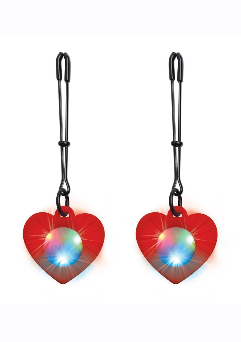 Charmed Silicone Light-Up Heart Tweezer Nipple Clamps