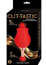 Clit-Tastic Rose Bud Dual Massager Rechargeable Silicone with Clitoral Stimulator