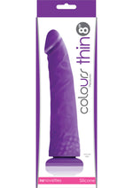 Colours Pleasures Silicone Thin Dildo - Purple - 8in