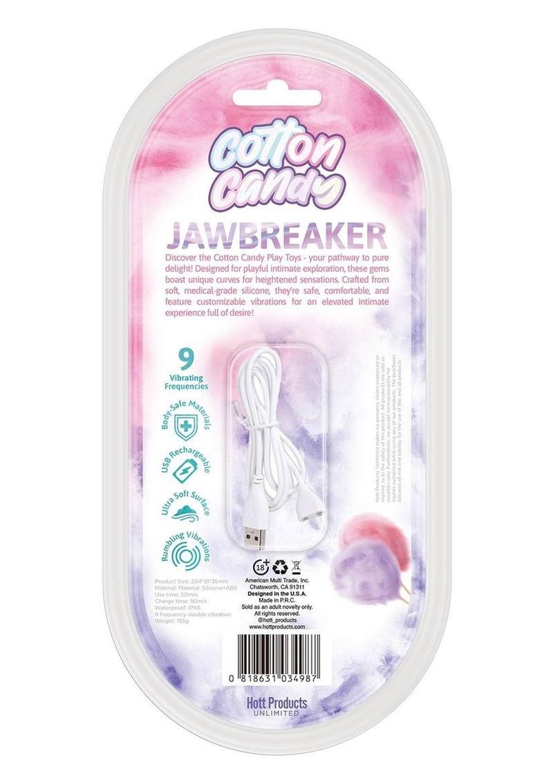 Cotton Candy Jawbreaker Rechargeable Silicone Vibrator with Clitoral Stimulator - Aqua/Blue/Fuschia/Pink