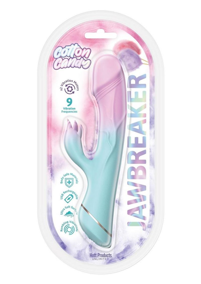 Cotton Candy Jawbreaker Rechargeable Silicone Vibrator with Clitoral Stimulator