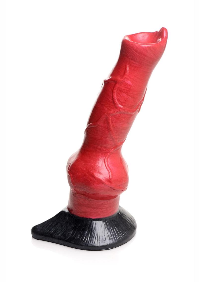 Creature Cocks Hell-Hound Canine Penis Silicone Dildo - Black/Red - 7.5in