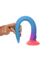 Creature Cocks Makara Glow In The Dark Silicone Snake Dildo - Orange/Purple/Blue Glitter - Blue/Glow In The Dark/Orange/Purple