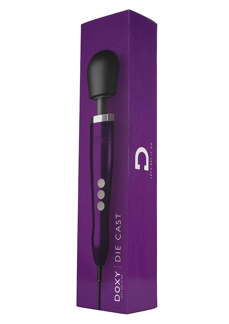 Doxy Die Cast Wand Metal Plug-In Vibrating Body Massager - Metal/Purple